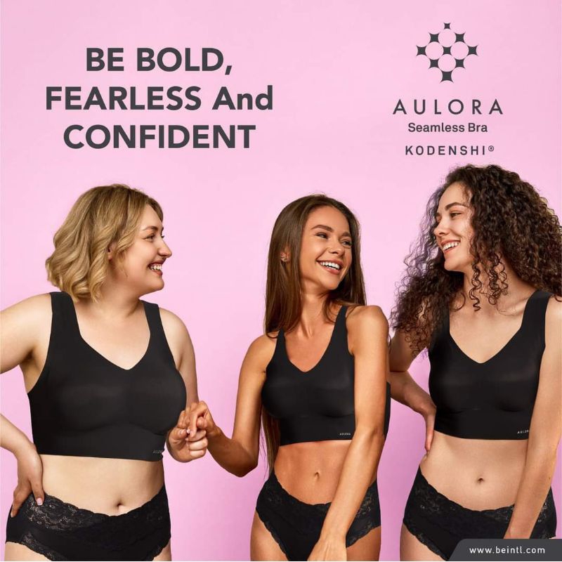 Aulora seamless bra kodenshi kesehatan payudara warna hitam