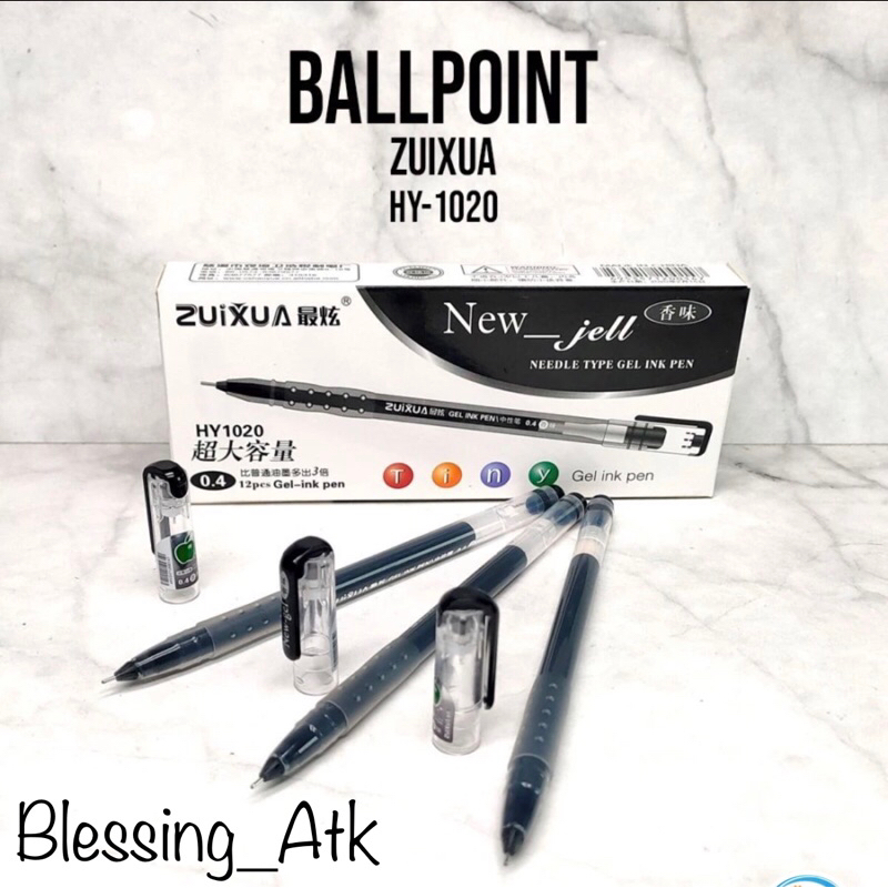 

Bolpen ZuiXua HY-1020 / Pulpen Bolpoin Zuixia New Jell HY-1020 Tinta Hitam 0.4 isi 12 pcs