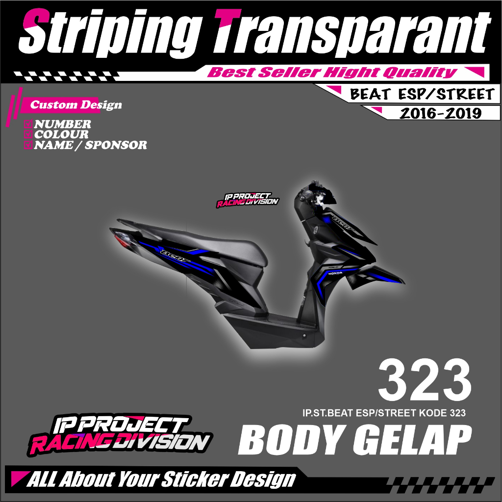 BEAT ESP/STREET 2016-2019 (COD) STIKER STRIPING MOTOR HONDA BEAT ESP/STREET HOLOGRAM DAN TRANSPARAN