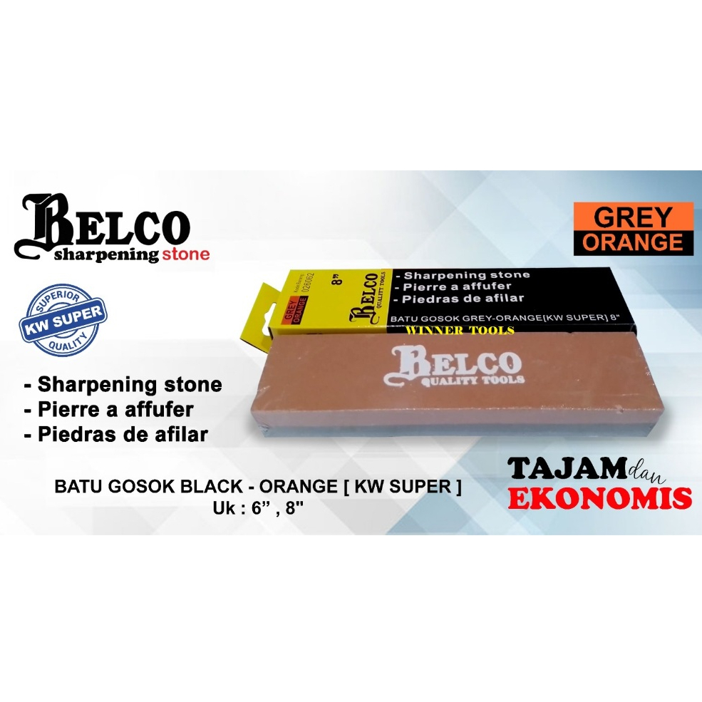 Batu Asah Pisau / Batu Gosok / Ungkal / Sharpening Stone 8" inch BELCO Premium