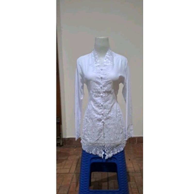 KEBAYA ENCIM BORDIR PUTIH LENGAN PANJANG//KEBAYA ENCIM KANTOR KERJA//KEKBAYA  ENCIM MODERN
