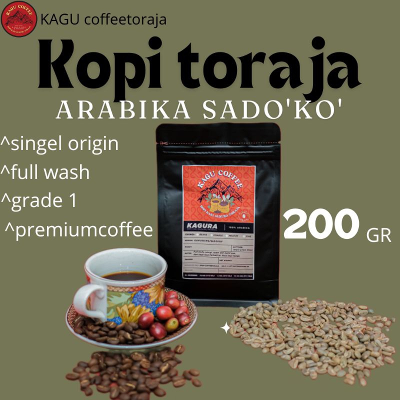 

KAGU coffetoraja kopi Toraja asli Arabika 200 gram/kopi Toraja Arabika sado'ko' kopi bubuk-biji roasting premium Quality