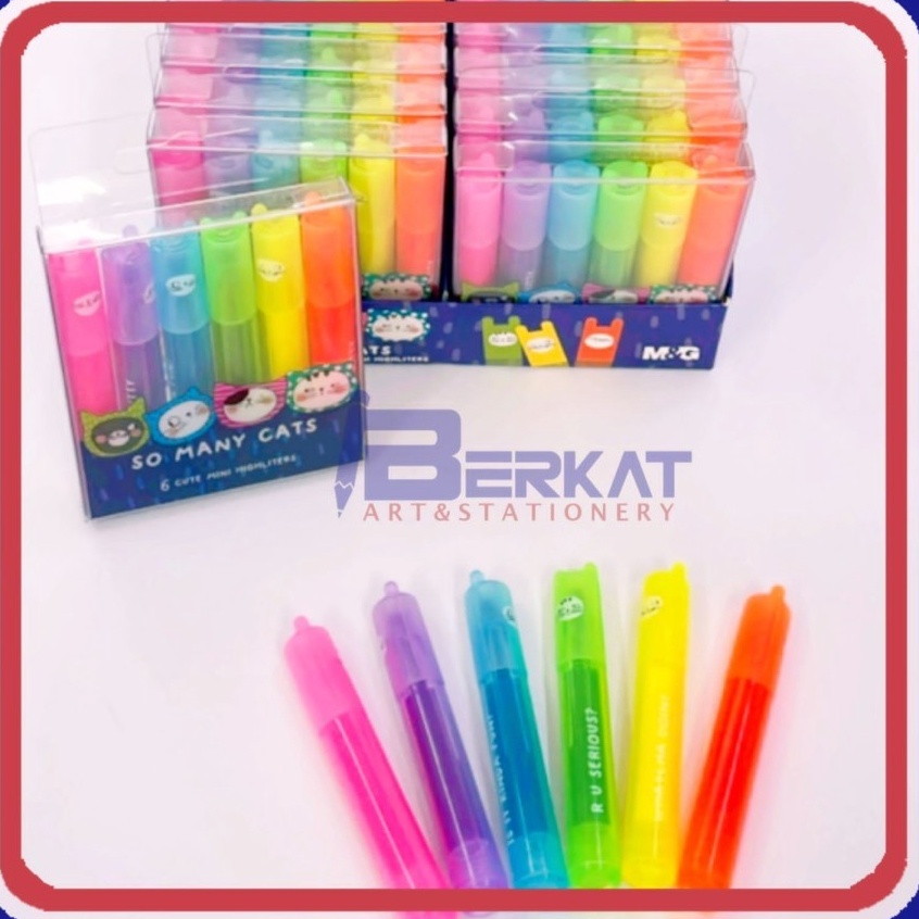 

KODE I35E MG Mini Highlighter Set 6 Colors Penanda Warna SO MANY CATS
