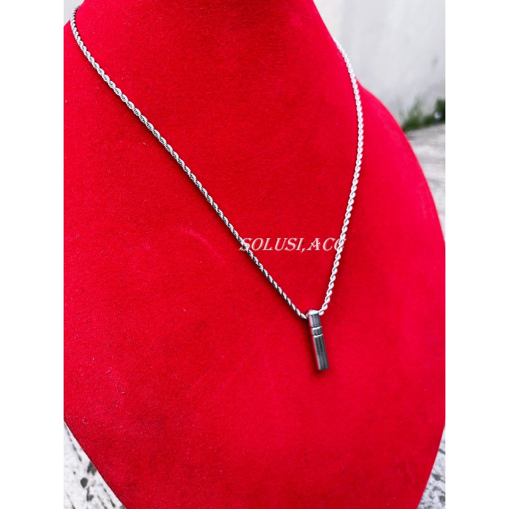 KALUNG PRIA MOTIF TAMBANG LIONTIN  TABUNG SILVER