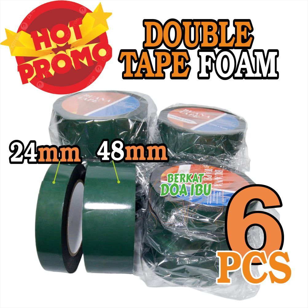 

HOT PROMO Double Tape FOAM DOBEL Busa | 1inch 24mm & 2 inch 48mm panjang 5 meter