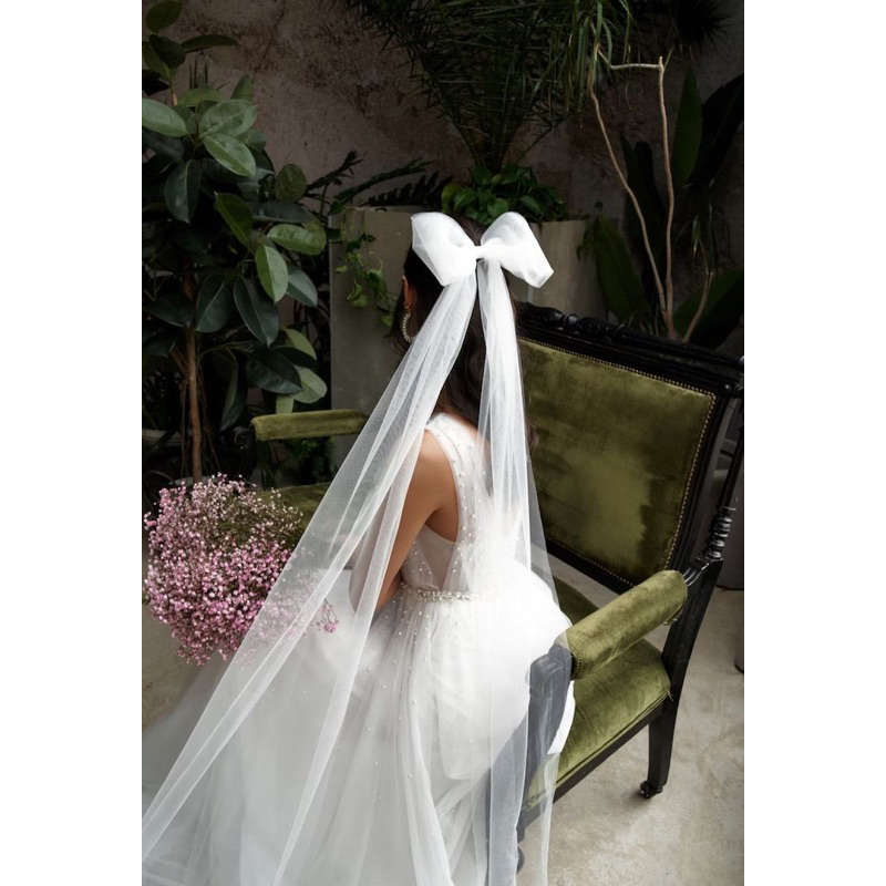 tille bow, veil bridal hair ribbon