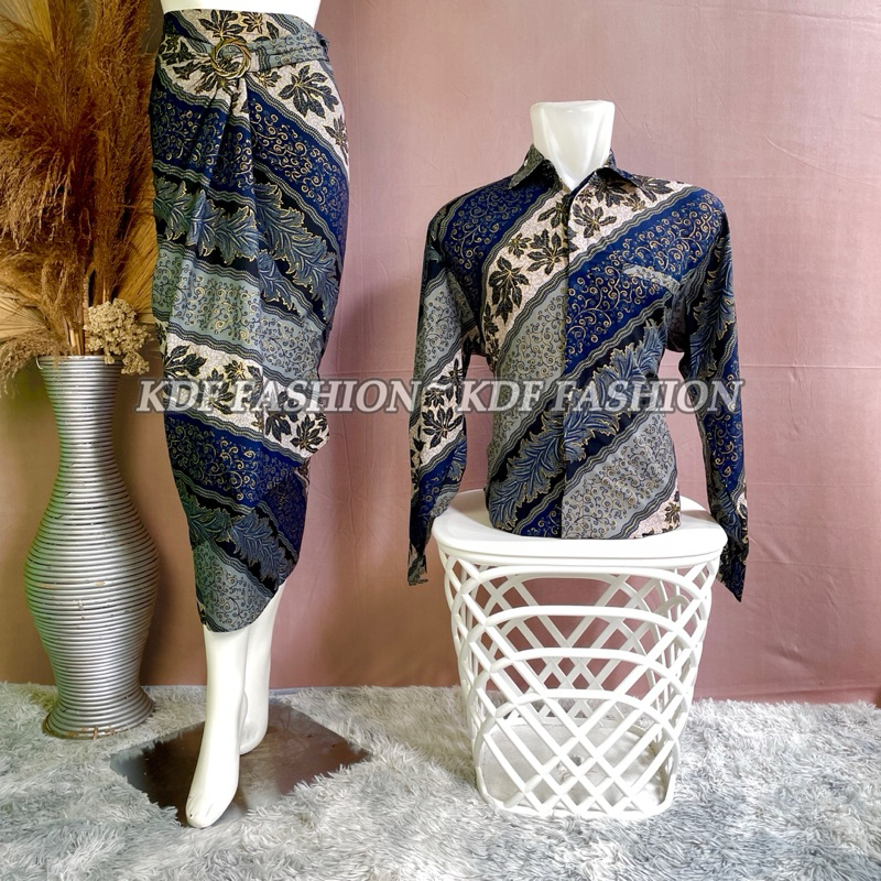 SET BATIK PASANGAN / BATIK COUPLE KONDANGAN / KEMEJA BATIK LENGAN PANJANG COUPLE ROK LILIT / ROK LIL