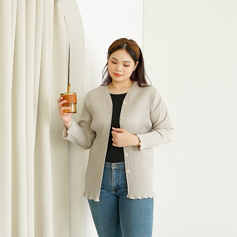 Baju Cardigan Atasan Plisket Lidi/Outer Plisket Lidi / Baju Cardigan Atasan Plisket Lidi