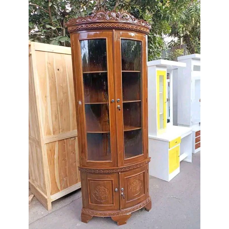 100% kayu jati solid /lemari pojok jati