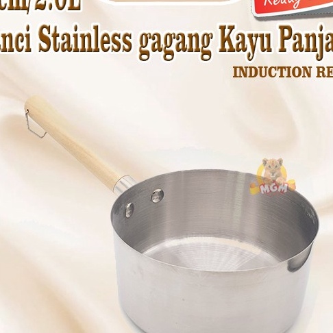 Langka Panci stainless 18cm gagang KAYU panjang Induksi Gayung 2L