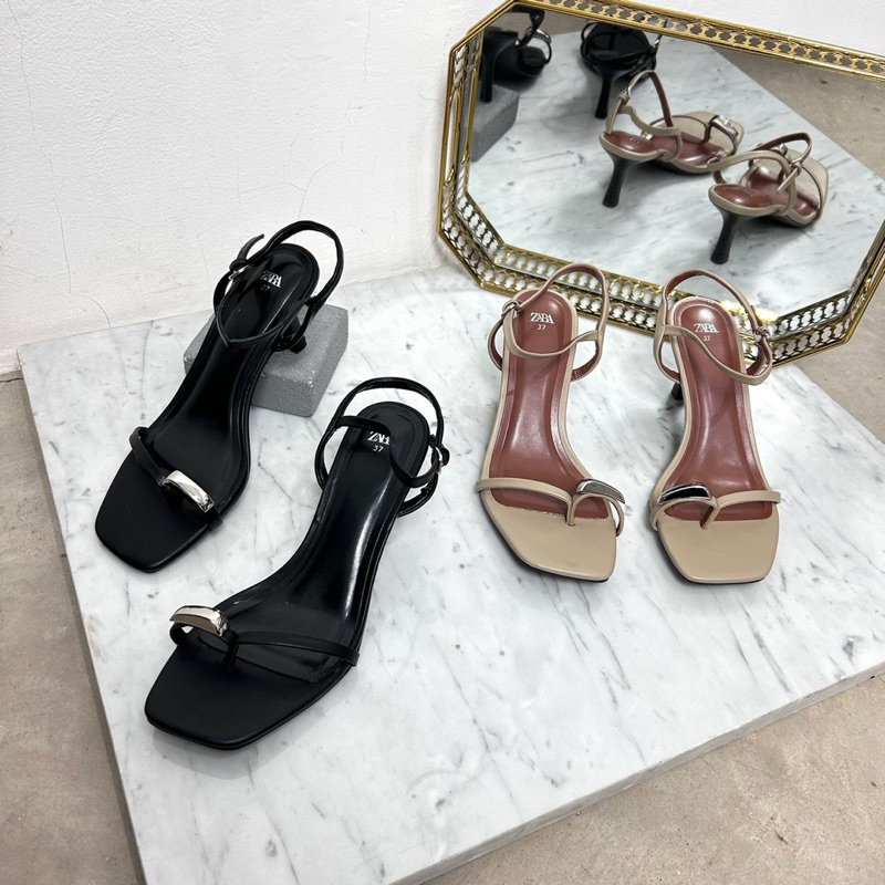 Strappy heeled sandals 8cm by Zara import high quality fashion shoes sandal wanita hak tinggi pesta 