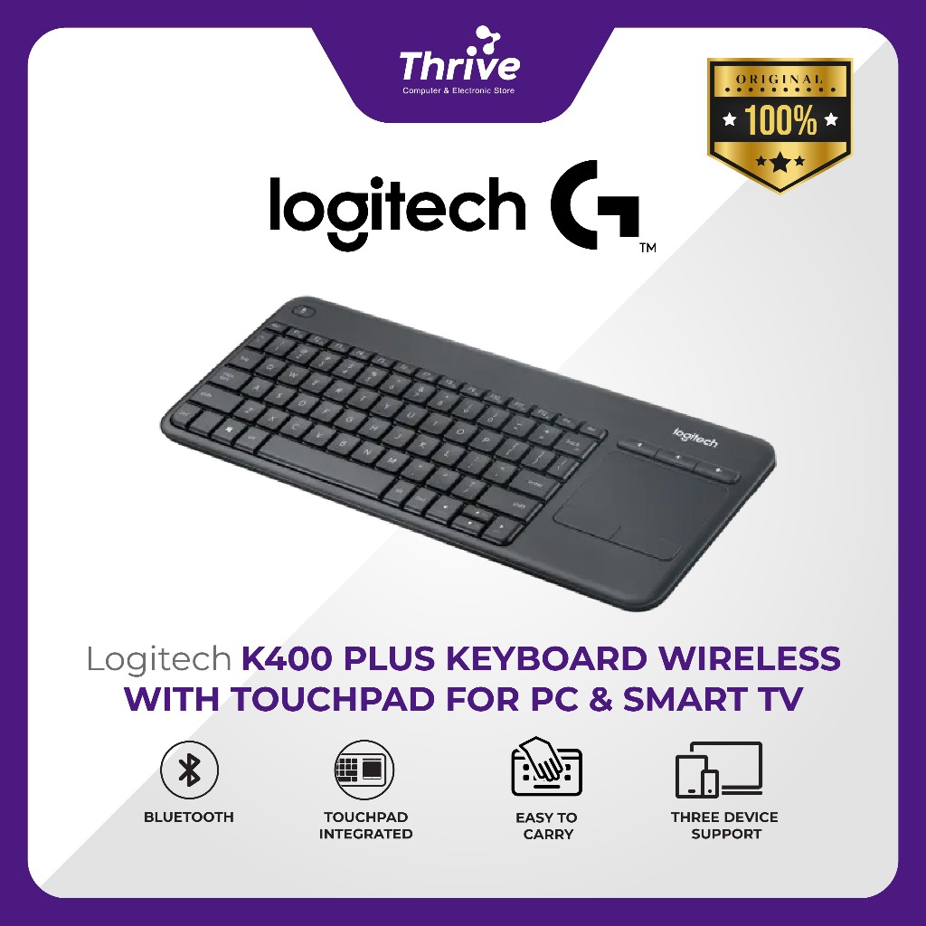 Keyboard Logitech K400 Plus - Logitech K400 Plus Keyboard Wireless dengan Touchpad