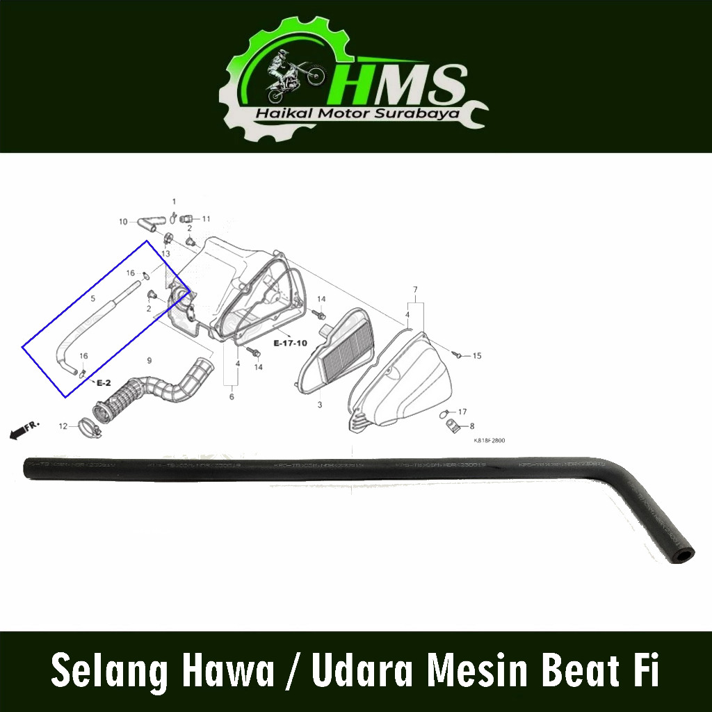 Selang Hawa / Udara Mesin Beat Fi - Slang Tali Seling Pipa Penghubung Untuk Pendingin Udara Honda Be