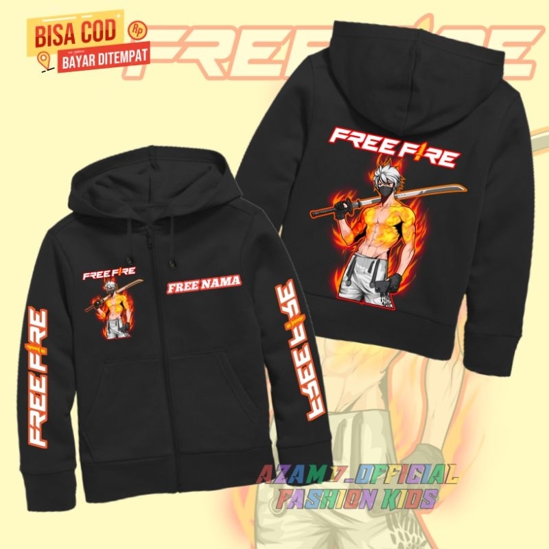 Hoodie Jaket Anak FF Karakter Free Fire Versi Katana Free Nama / Jaket Resleting Anak Karakter FF Fr