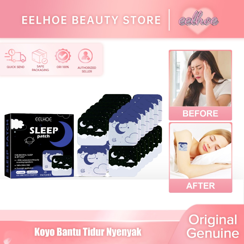 EELHOE Good Night Sleep Patch 28pcs Koyo Bantu Tidur Nyenyak/Koyo Insomnia/Plester Tidur Anti Ngorok