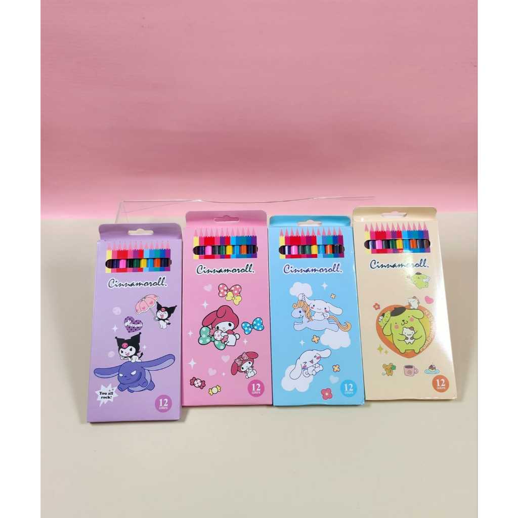 

Pensil warna sanrio / alat mewarnai sanrio beserta serutan di atas tutupnya