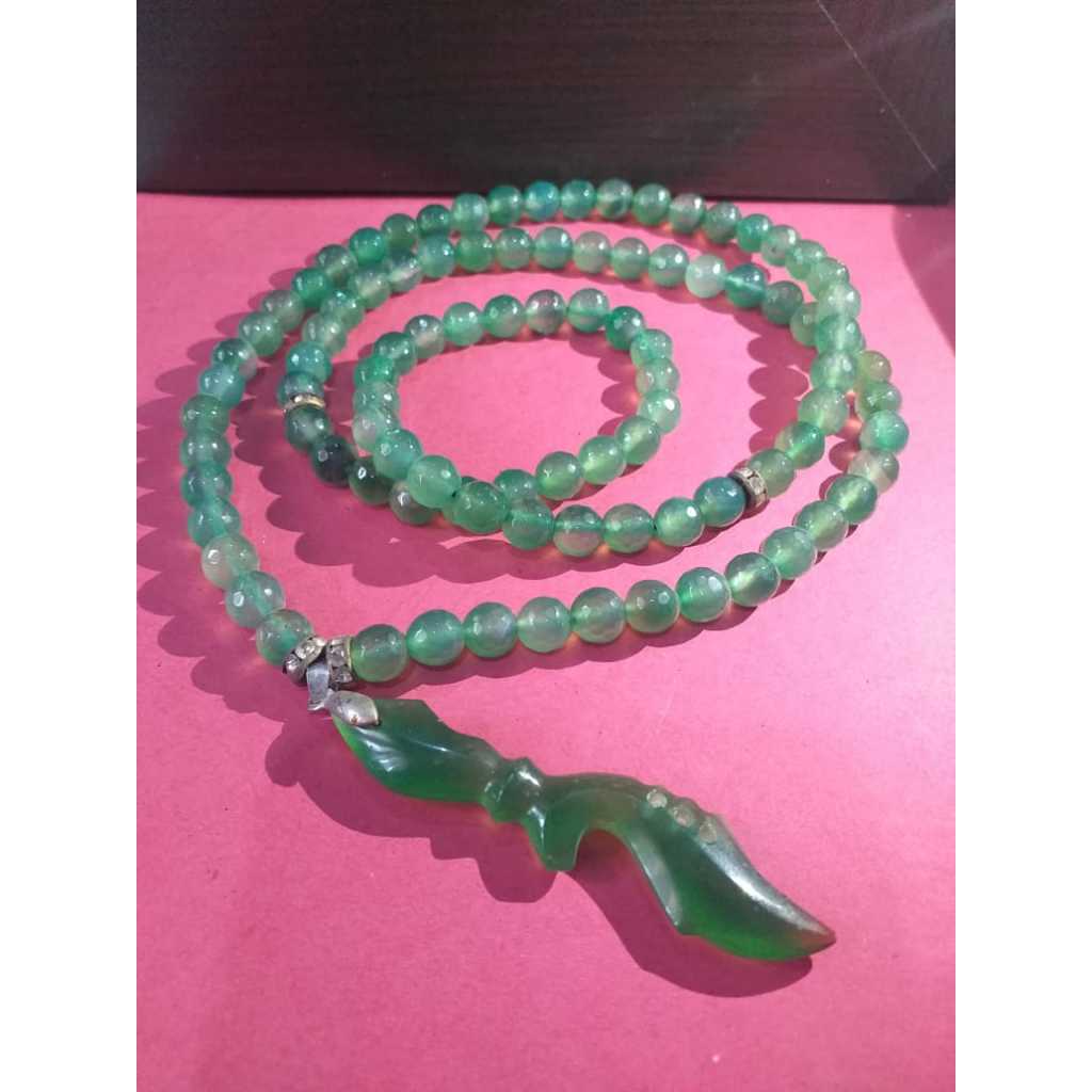 Kalung Batu Hijau - Natural
