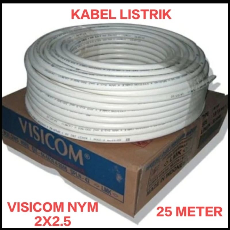 KABEL LISTRIK NYM VISICOM 2X2.5mm 25Meter KABEL VISICOM TEMBAGA ASLI SNI