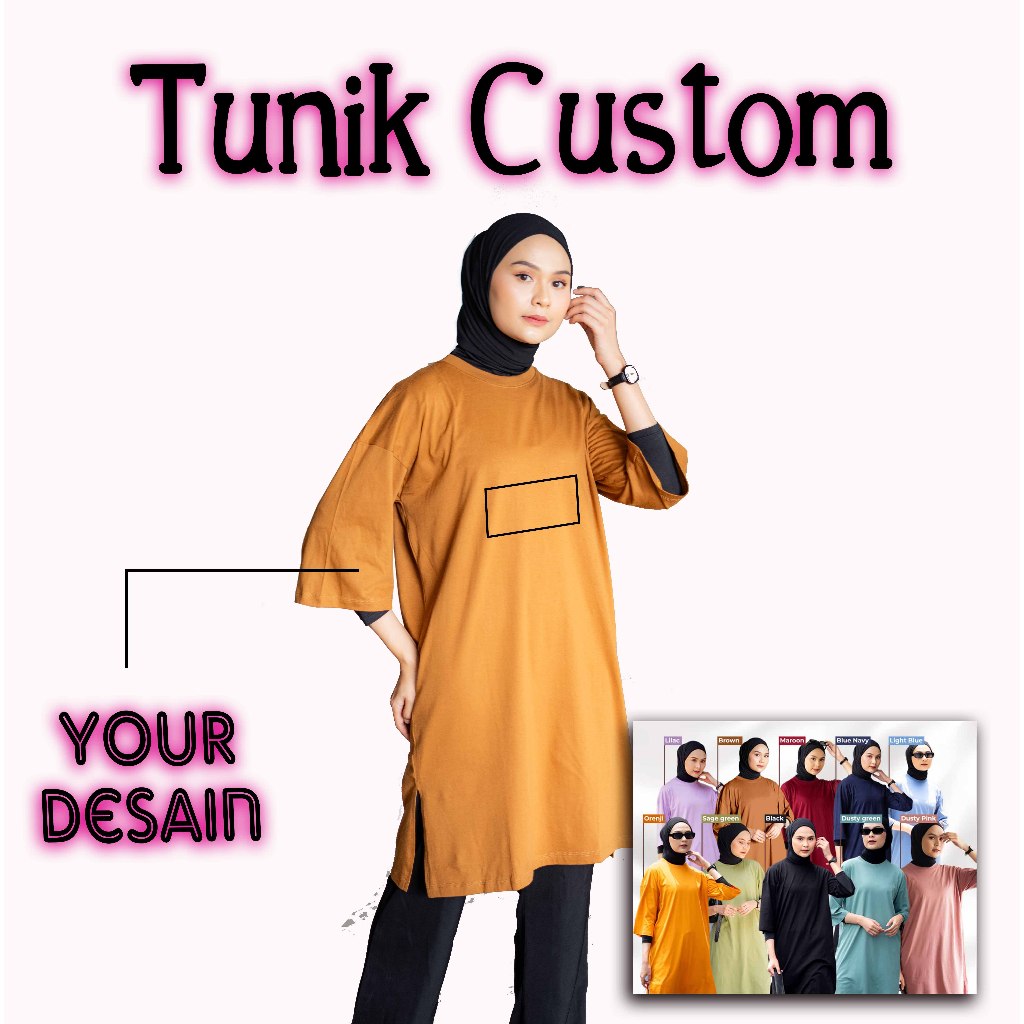 [BISA CUSTOM] Baju Tunik Bahan Tebal halus Belah samping