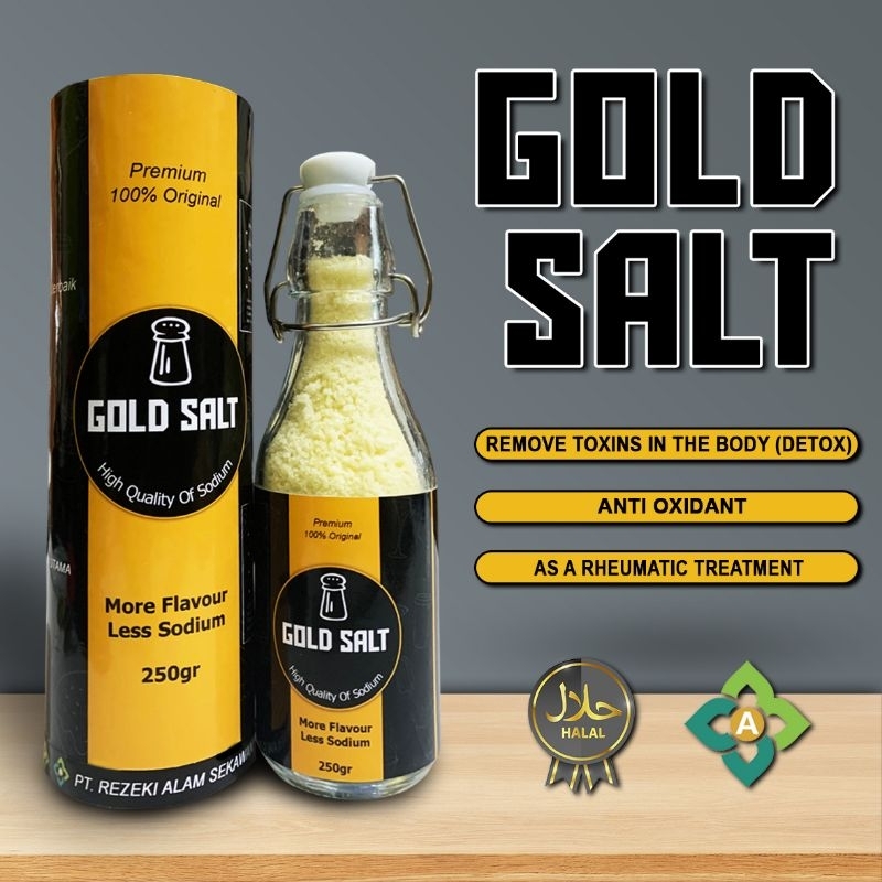 

GOLD SALT (GARAM) PREMIUM (100% SODIUM KUALITAS TINGGI / 100% HALAL) 250 gram