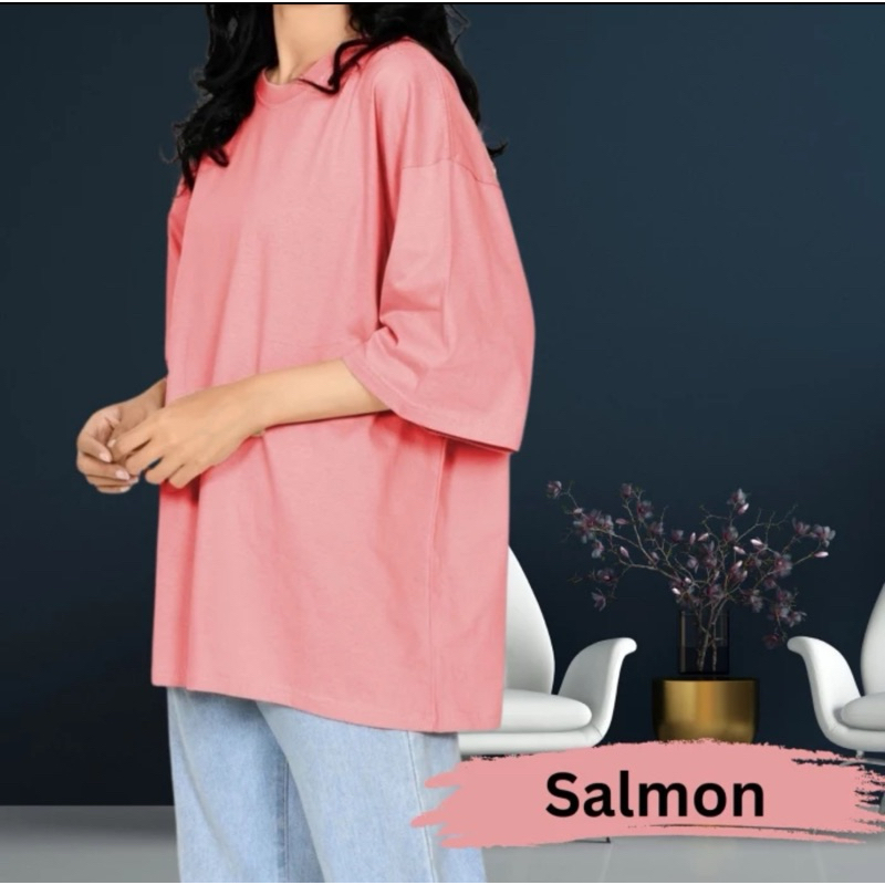 Kaos Jumbo Salmon Plain Cotton Combed 30s