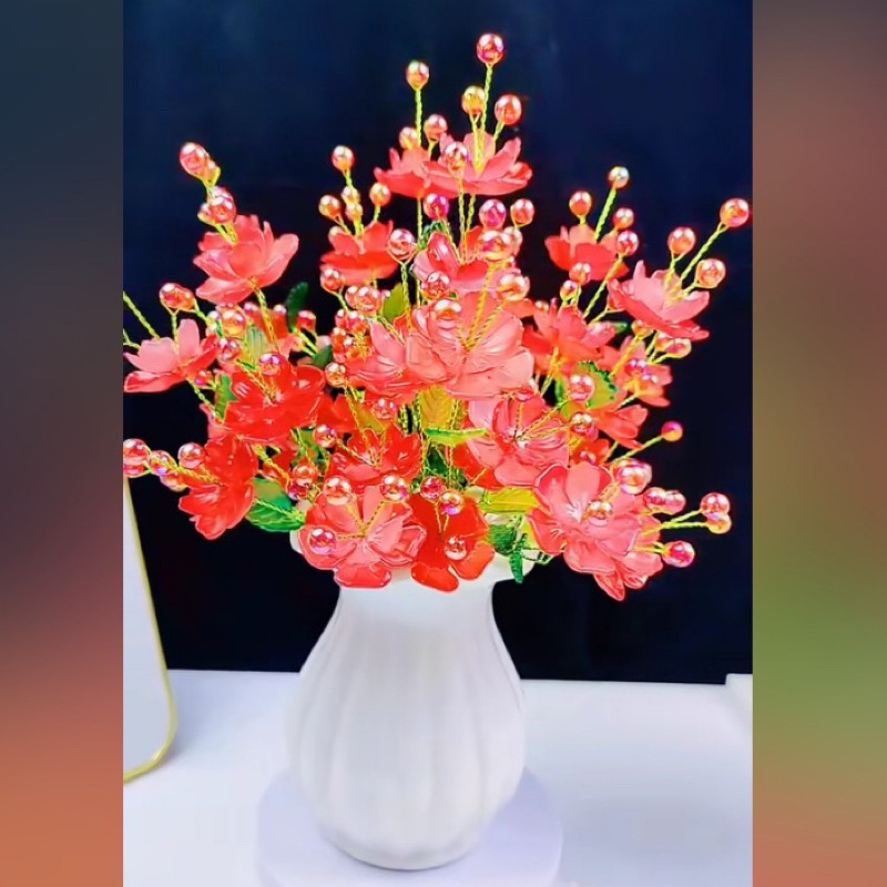 #1548 Bunga akrilik bunga peoni / PHEONIX artificial flowers decoration bunga mutiara manik mote [Ka