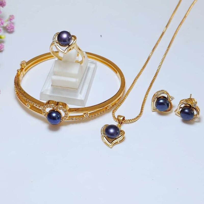 PERHIASAN SET RHODIUM MUTIARA TAWAR ASLI BERSERTIFIKAT