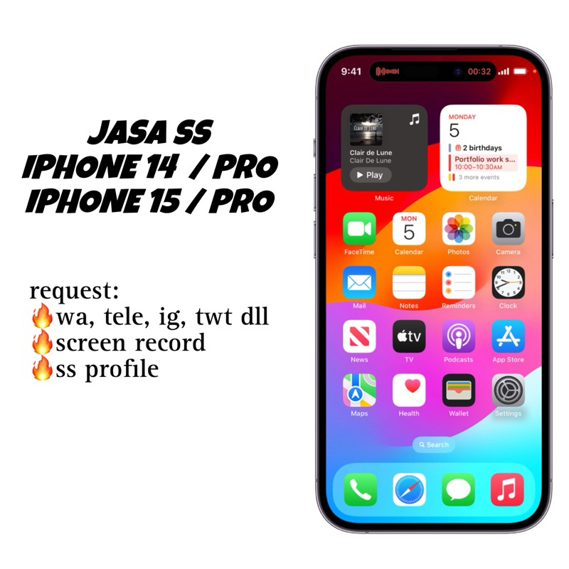 Jasa SS Iphone 14 pro & 15 pro Screenshot Screen record