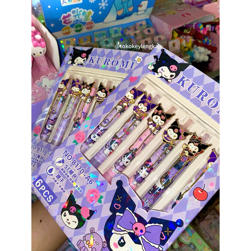 

KEY - (6pcs) Pulpen Gel Kuromi Series Super Gemoy Murah Meriah