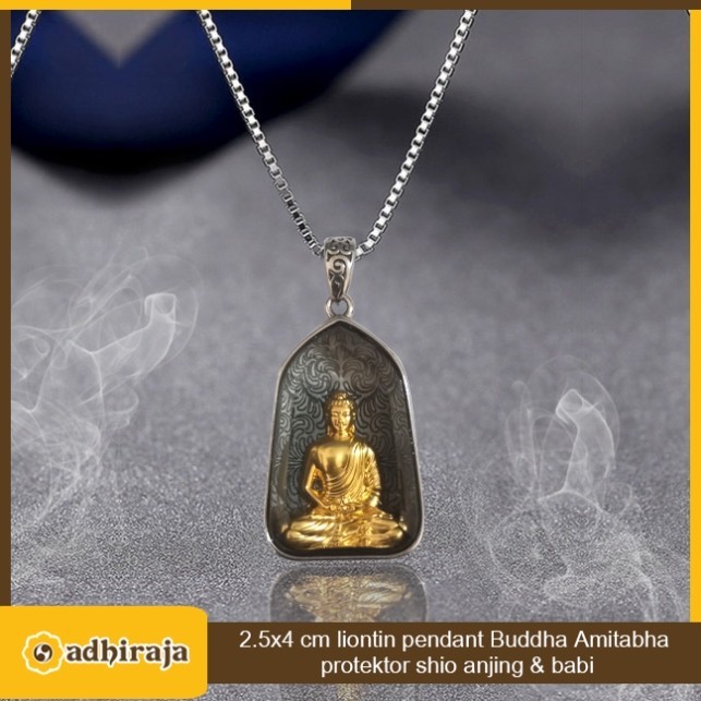 Liontin/Kalung pendant buddha amitabha protektor 2.5x4 cm (shio anjing&babi)