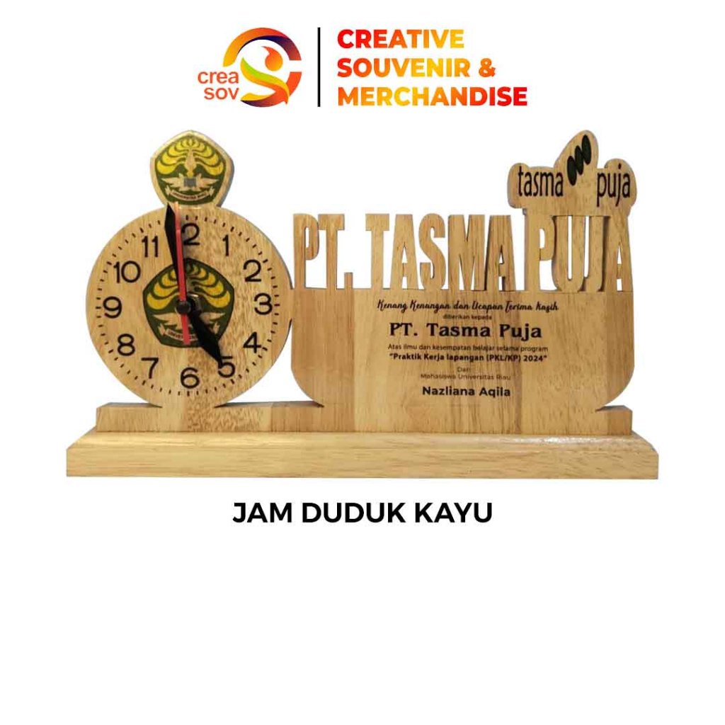 Creasov - Plakat Kayu Wisuda Trophy Polos Patung Piala Vandel Jam Penghargaan Magang Kenangan Custom