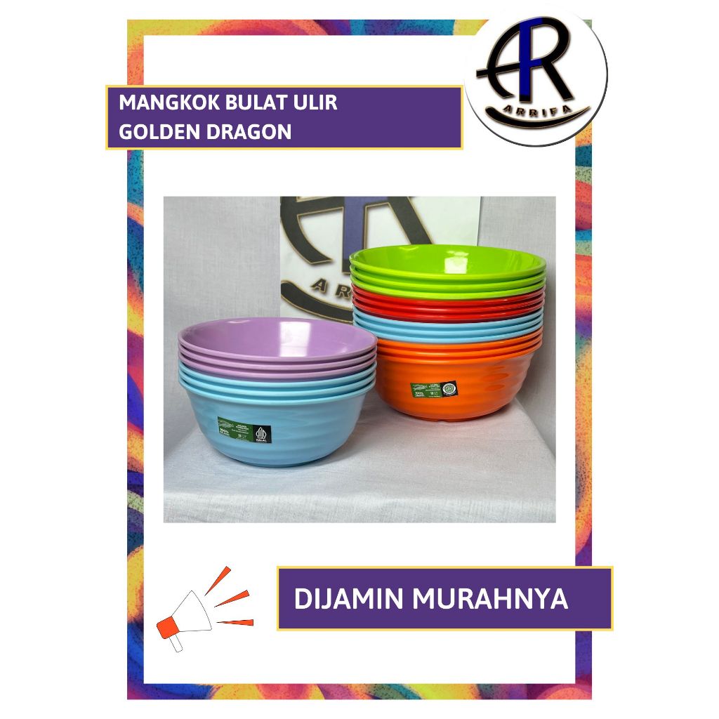 Original Melamin Golden Flying Fish Mangkok Melamin Mangkok Ulir Mangkok Mie Ayam Bakso Sayur