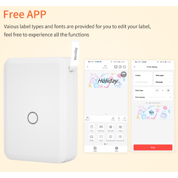 

Niimbot Jingchen Mini Printer Thermal Label Maker Machine Wireless - D110 - White NIIMBOT D110 Label