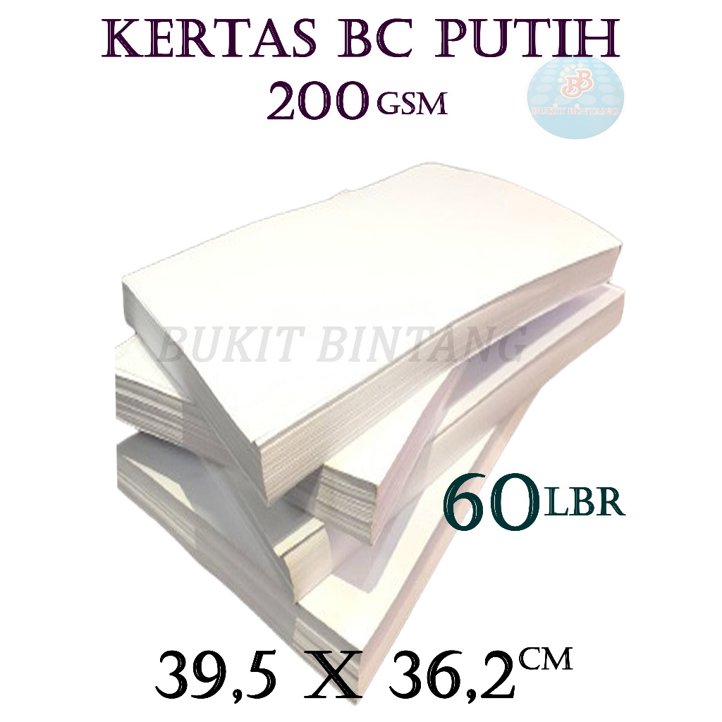 

Karton Manila/Kertas Bc/Brief Card Putih 200 Gsm Ukuran 39,5 x 36,3 cm , Isi 60 Lbr