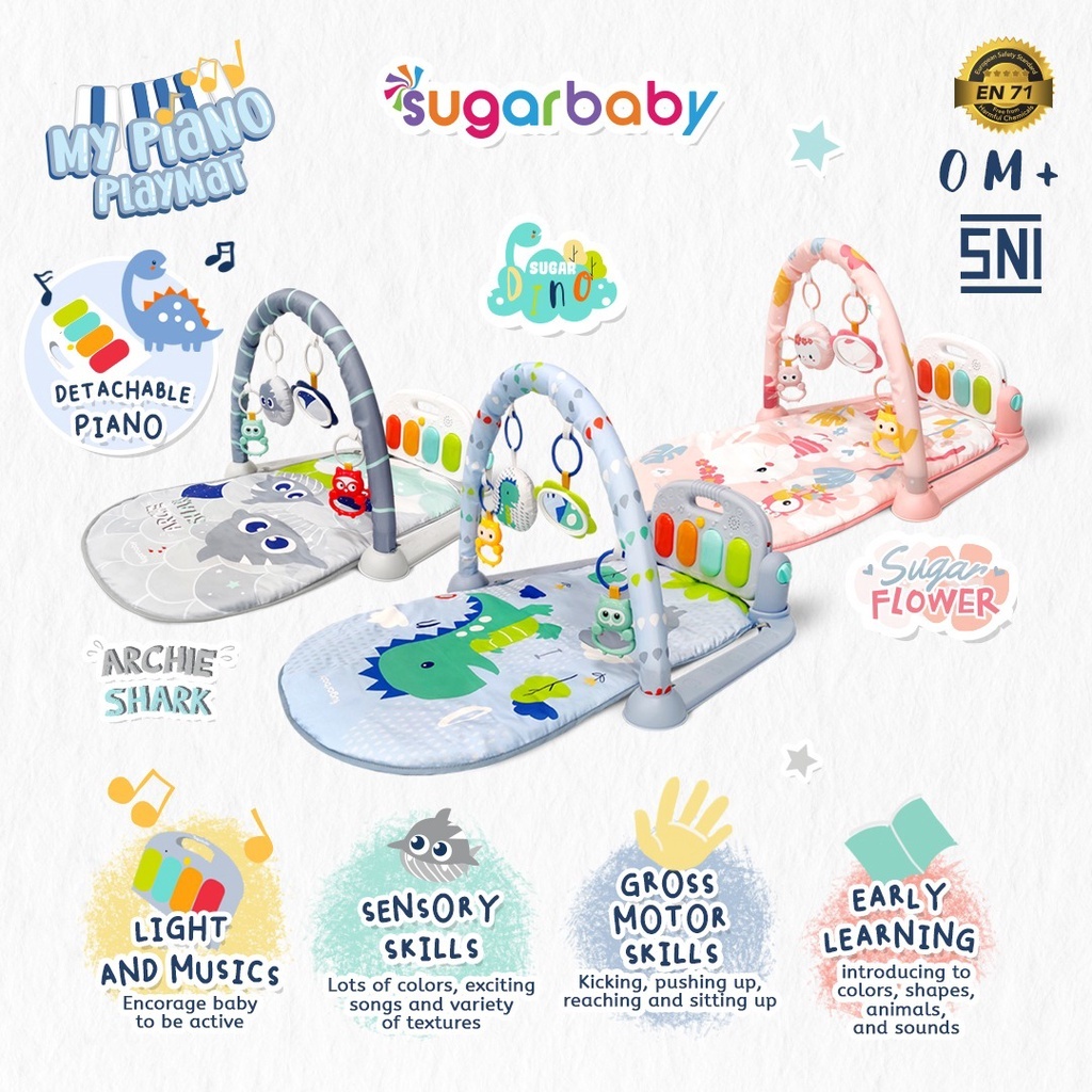Sugar Baby Playmate Piano All in 1 Musical Baby Gym My Piano