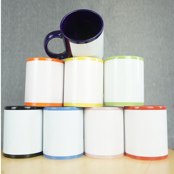 Mug Jendela Polos Coating Sublim Press Digital | Mug Import Block Putih | mug warna block putih