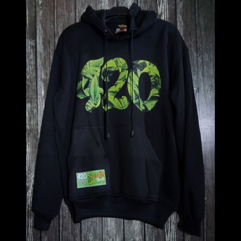HOODIE 420 SWEATER JUMPER ORIGINAL JAVAMAIKA 420 APPAREL STUFF HITAM
