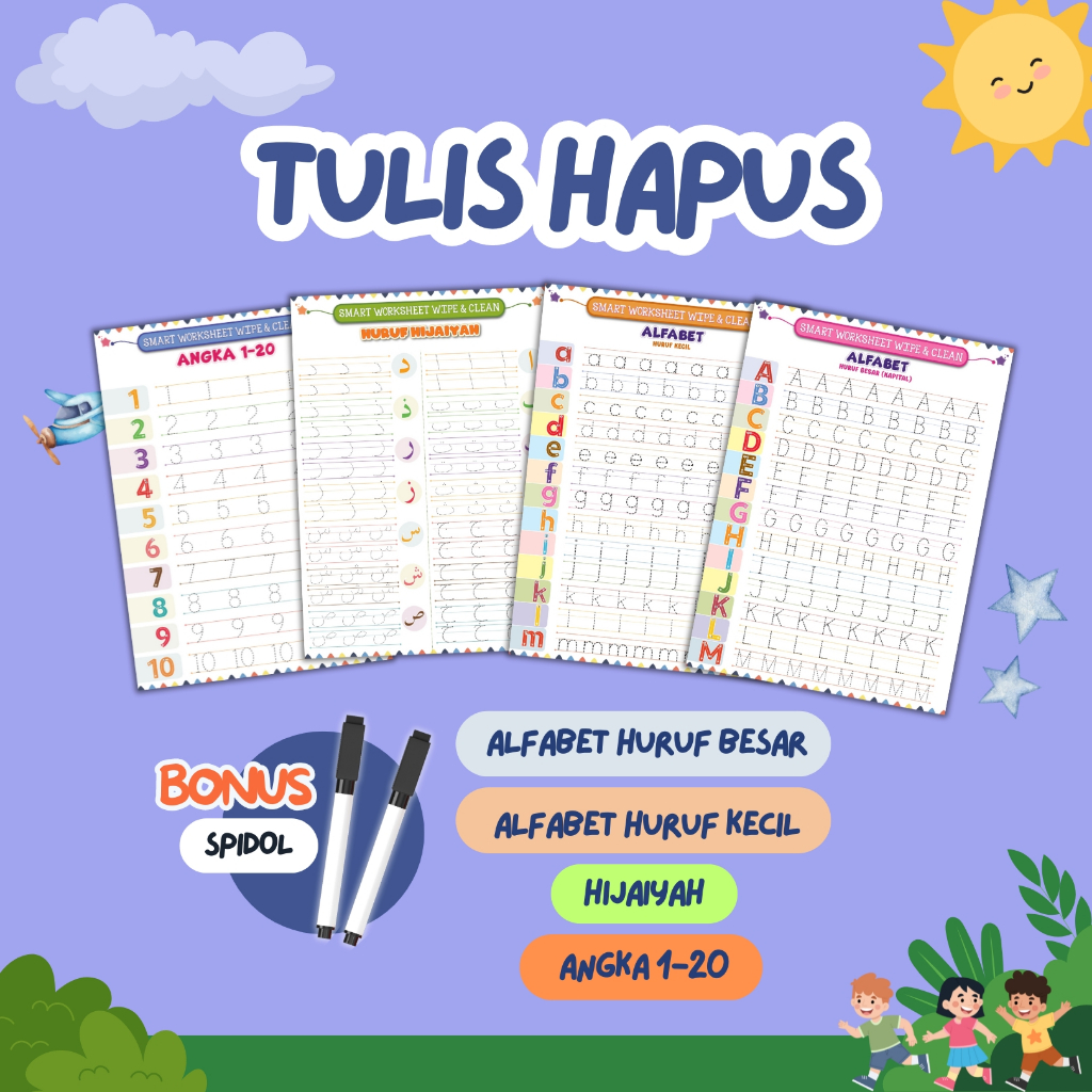 

Kawan Pustaka - Lembar Tulis Hapus - A4 Laminating - Fullcolor - Bonus Spidol