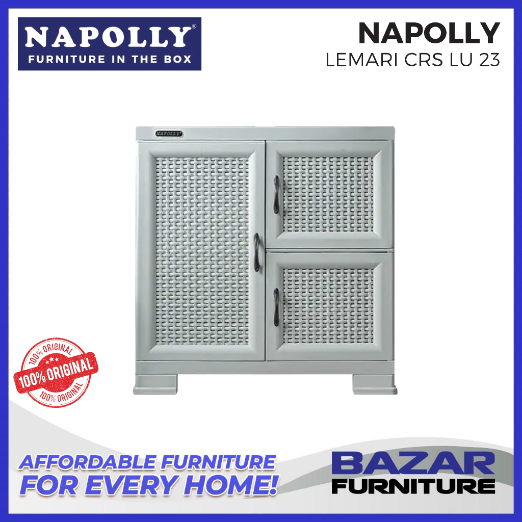 Napolly - Lemari Plastik Bufet Serbaguna CRS LU 23 CRSLU23 3 Pintu 2 Susun Kabinet Cabinet Tempat Na