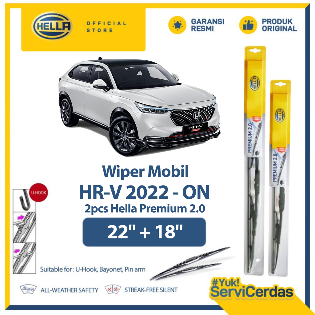 Wiper Mobil HONDA HRV 2022 - ON 22" + 18" (2pcs) - HELLA Premium 2.0