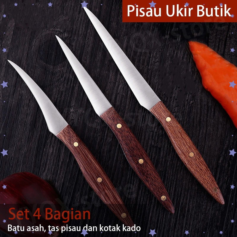 Pisau 1 set isi 4/ Pisau ukir buah/ Pisau garnish/ Pisau carving / pisau buah