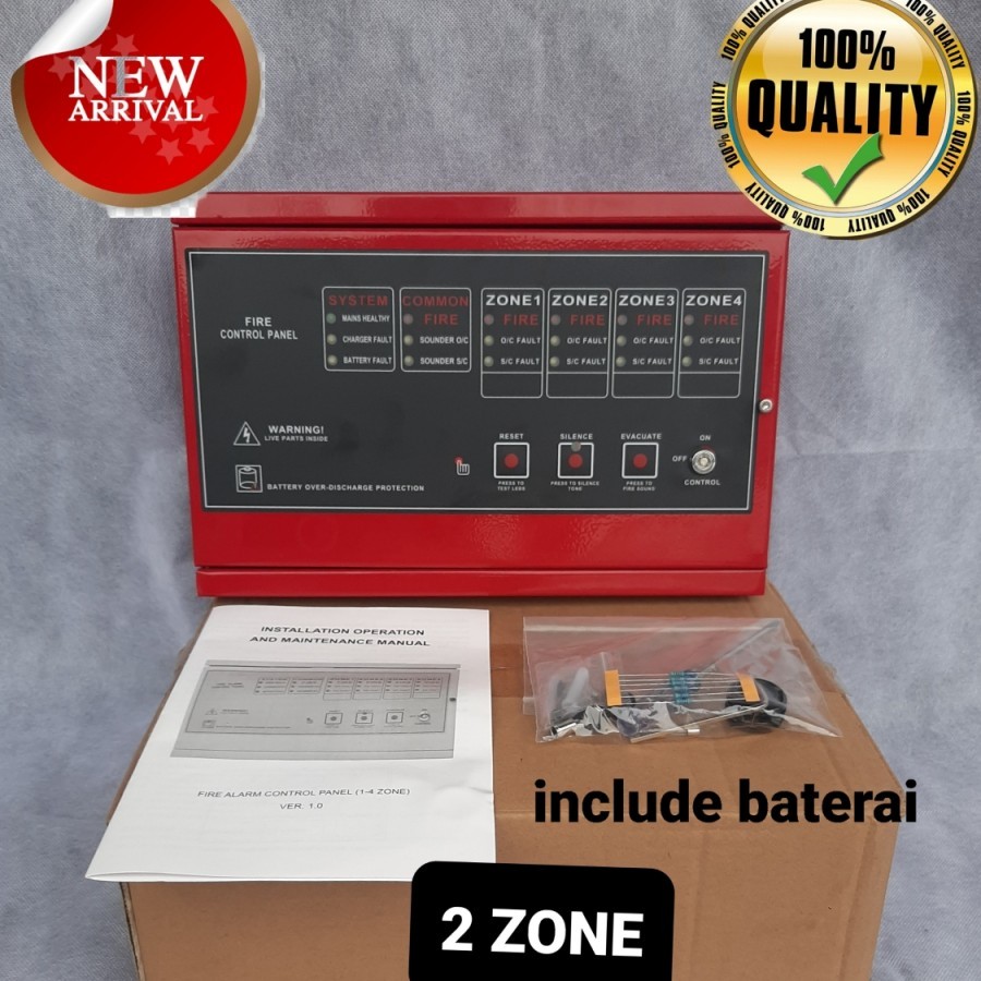 panel fire alarm 2zone mcfa 2 zone include baterai master control fire alarm conventional bukan hoos