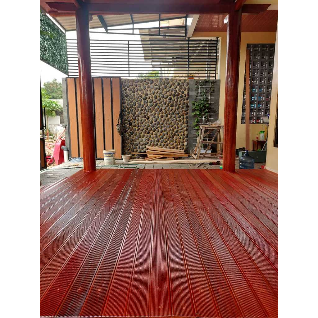 Decking Kayu Taman Tutup Chamber Kolam Ikan Koi Decking Bengkirai Uk 1.9 x 9 x 300cm  Non Ulin Merba