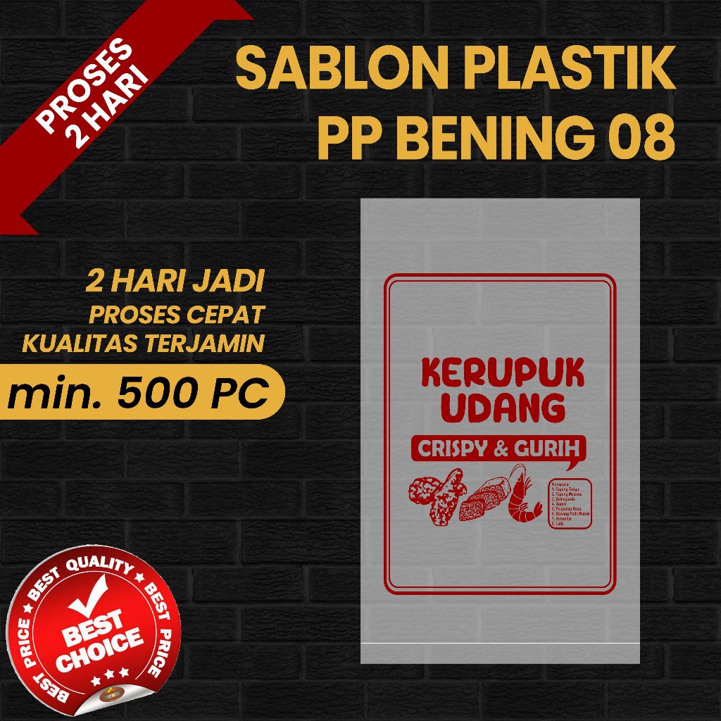 SABLON PLASTIK PP BENING 08 (2HARI JADI)