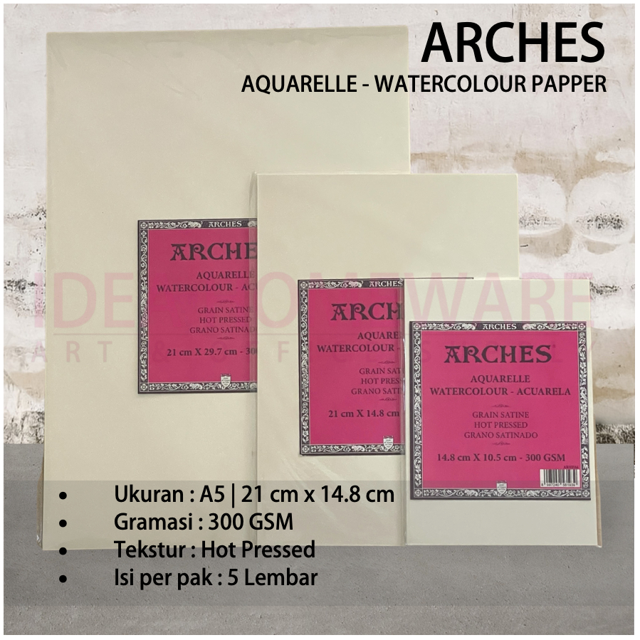 

Kertas Lukis Arches Aquarelle A5 21 x 14.8 300 gsm Watercolor ARHPA5 Isi 5 Lembar per Pak