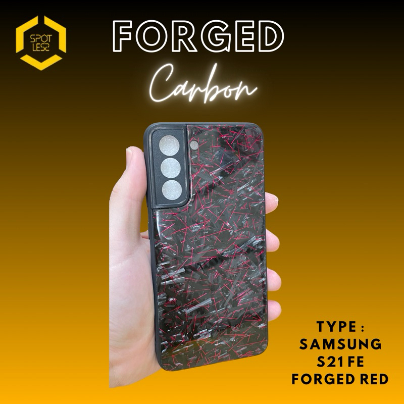 Case Samsung S21 FE Red Metallic Forged Carbon