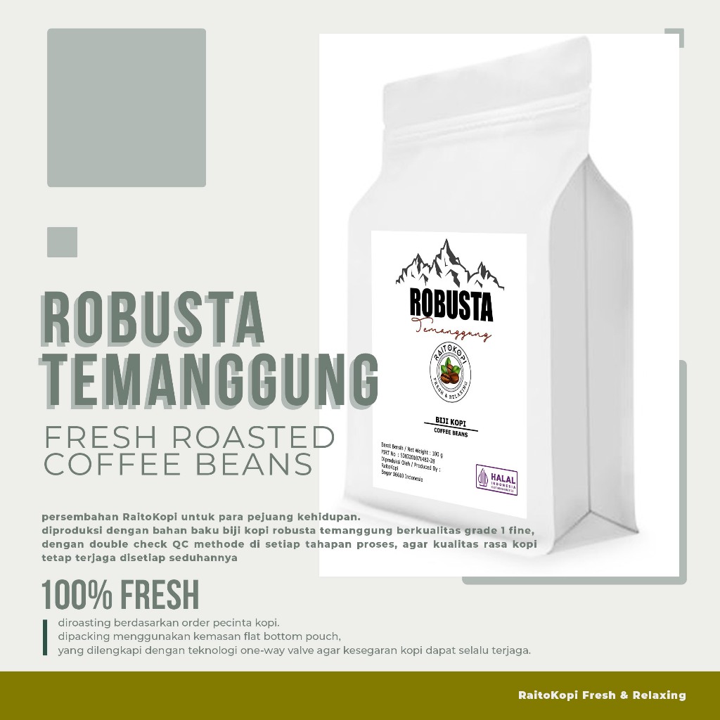 

Kopi Robusta Natural Temanggung - RaitoKopi - Biji Kopi Utuh 250 gram