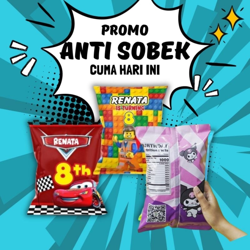 

Terlaris kemasan pouch snack ulang tahun custom souvenir ultah ukuran