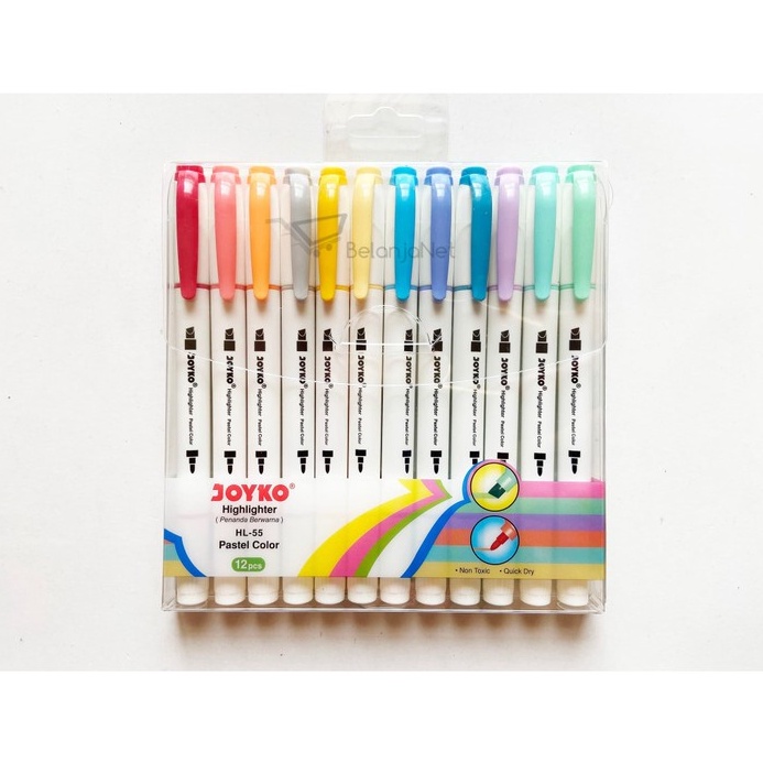 

KODE O23J Highlighter Penanda Joyko Warna Pastel 1 Set 12 Color HL55