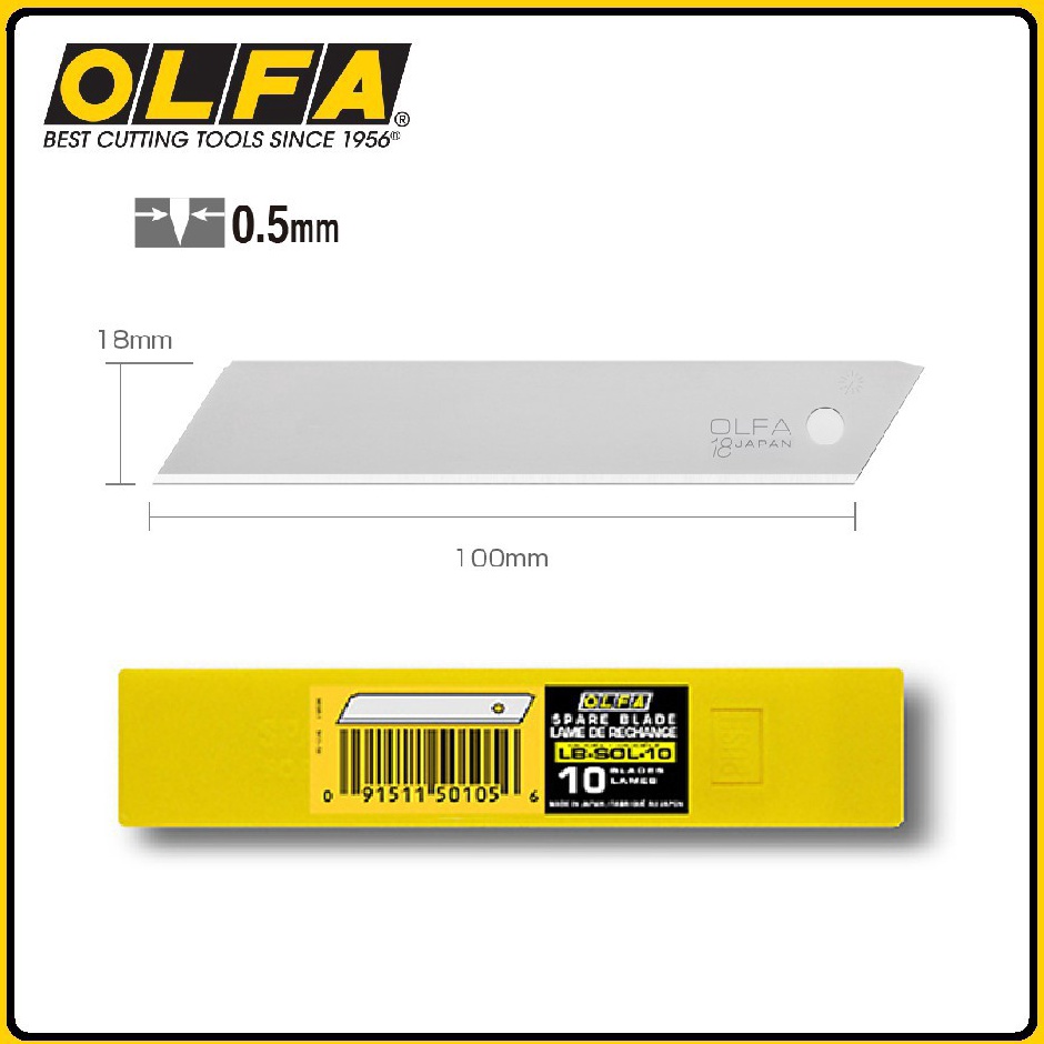 

KODE C24H OLFA Refill Pisau Cutter Polos 18mm LBSOL1 1pcspack Solid Blade